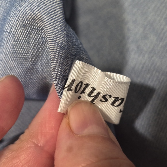 Fashion Blouse Size XL Denim Embroidered Boho Peasant Puff Sleeves Cottagecore - Picture 9 of 9